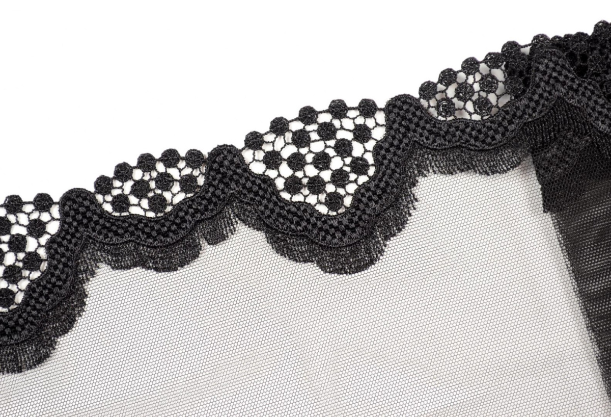 Black embroidered lace on tulle
