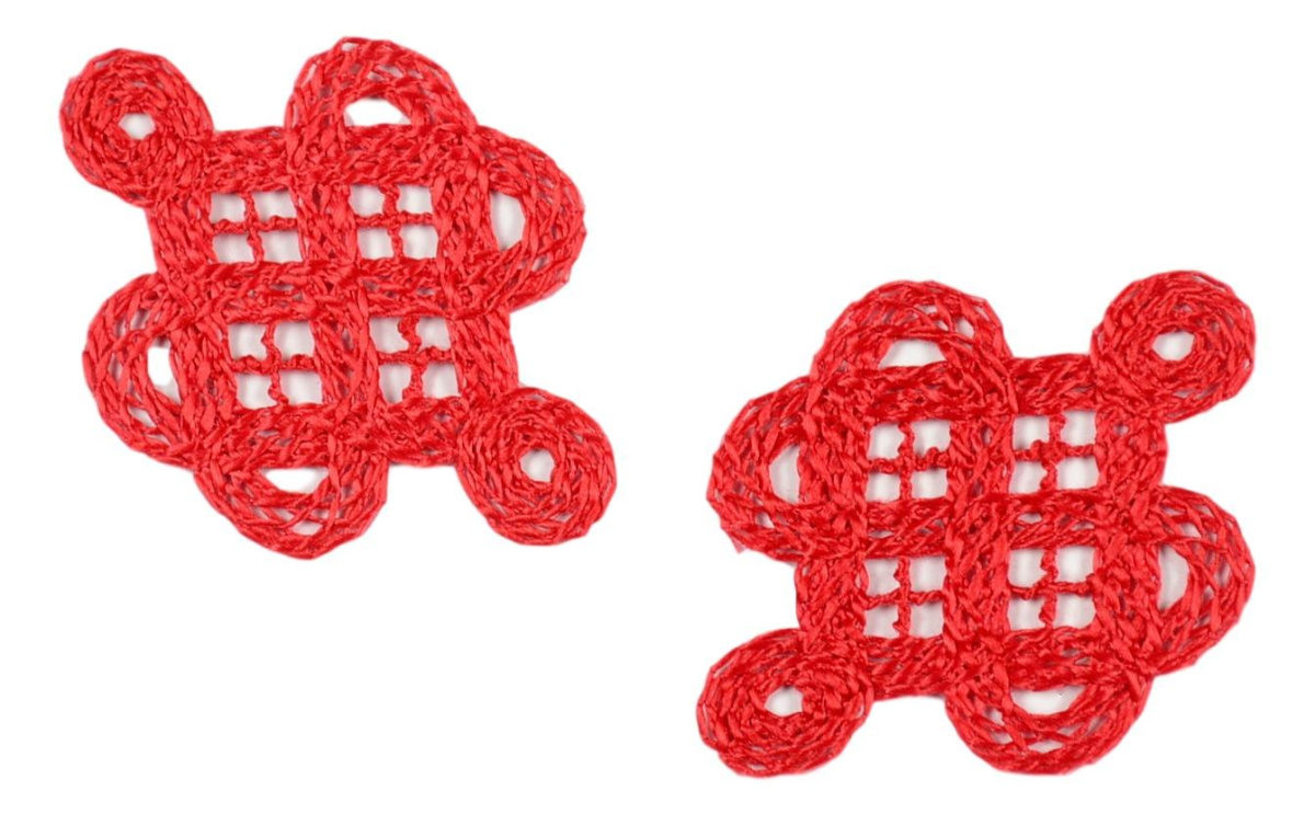 Guipure appliques in red color