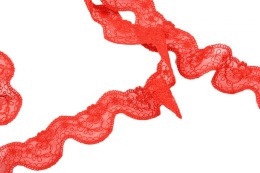 Czerwony elastyczny haft na tiulu 1mb