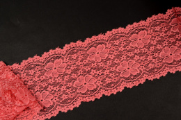 Elastyczna koralowa koronka w kwiaty 0,5mb