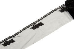 Elastyczny czarny haft na tiulu, koronka do szycia 0,5mb