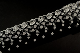 Elastyczny haft w róże na tiulu, elastyczna koronka 0,5mb