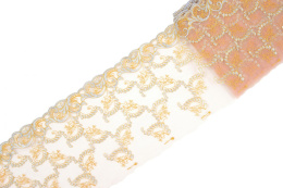 Elastyczny różowy haft, koronka haftowana 1mb