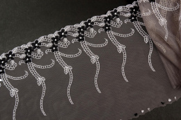 Grafitowa elastyczna koronka na tiulu 0,5mb