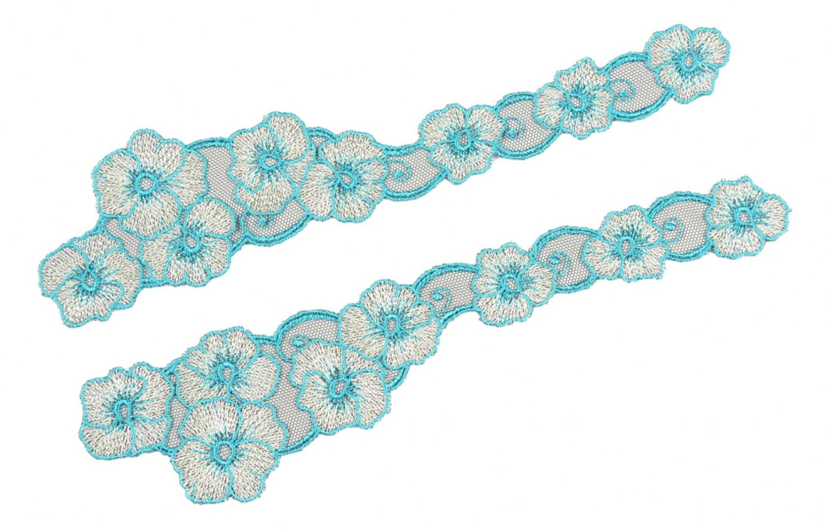 Embroidered appligue on tulle pair