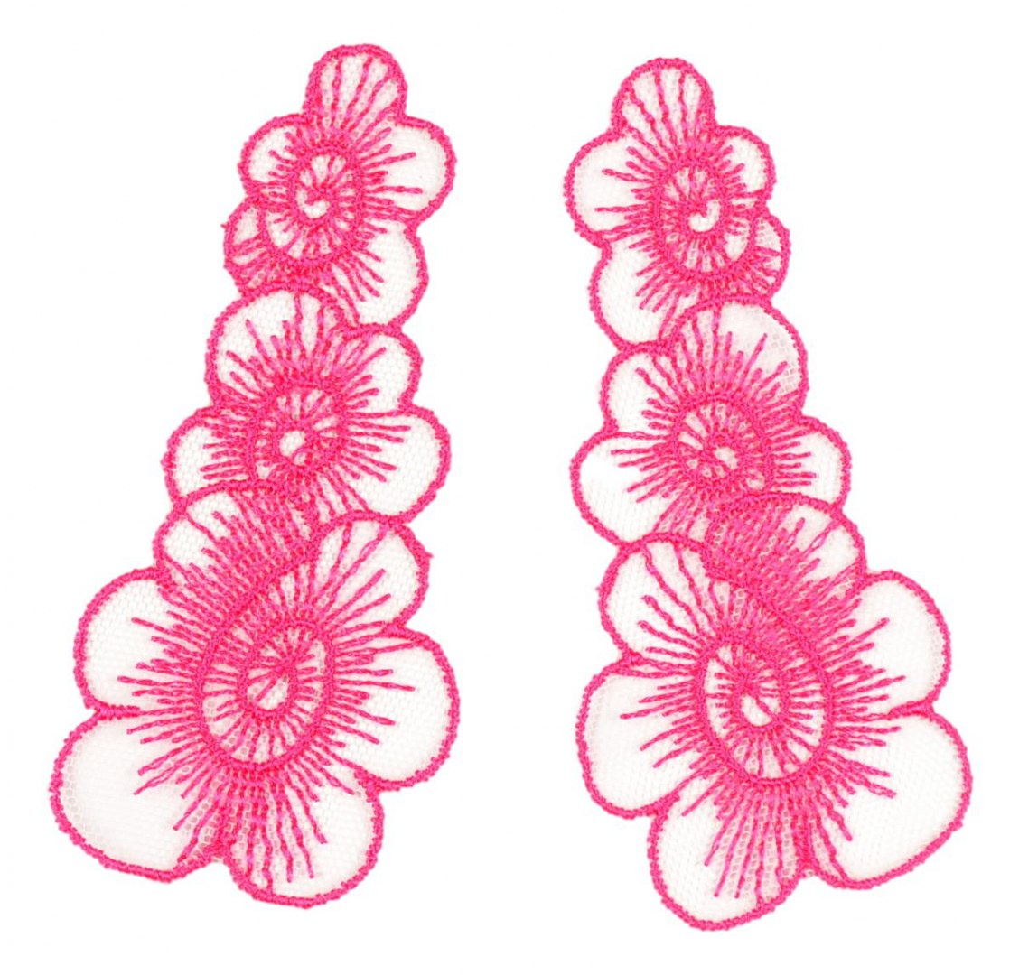 Pink appliques on tulle 2pairs