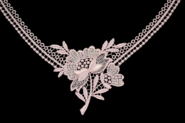 Jasnoróżowa aplikacja gipiurowa, kwiaty do naszycia 1szt.