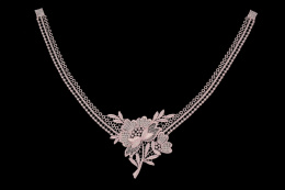 Jasnoróżowa aplikacja gipiurowa, kwiaty do naszycia 1szt.