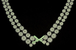 Miętowe naszywki, aplikacje zdobione kokardką 2szt.