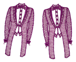 Purpurowy garnitur, apliakcje ozdobne, naszywki 2szt.