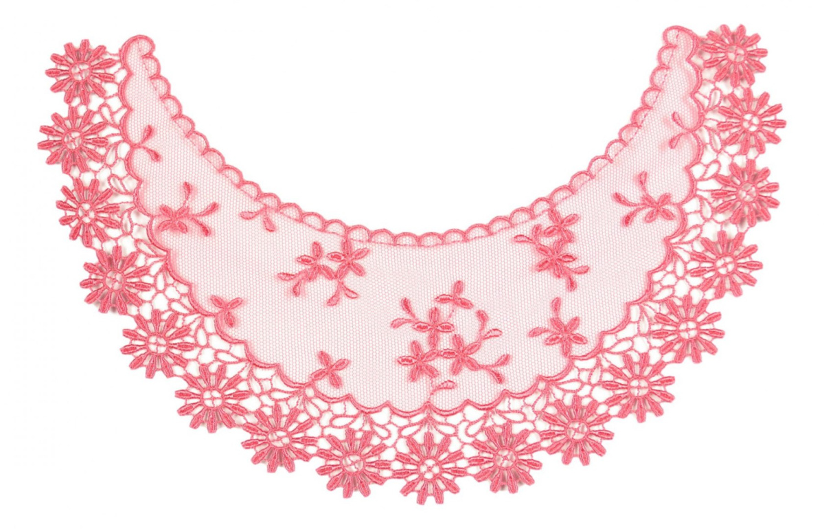 Pink Embroidered appligue on tulle