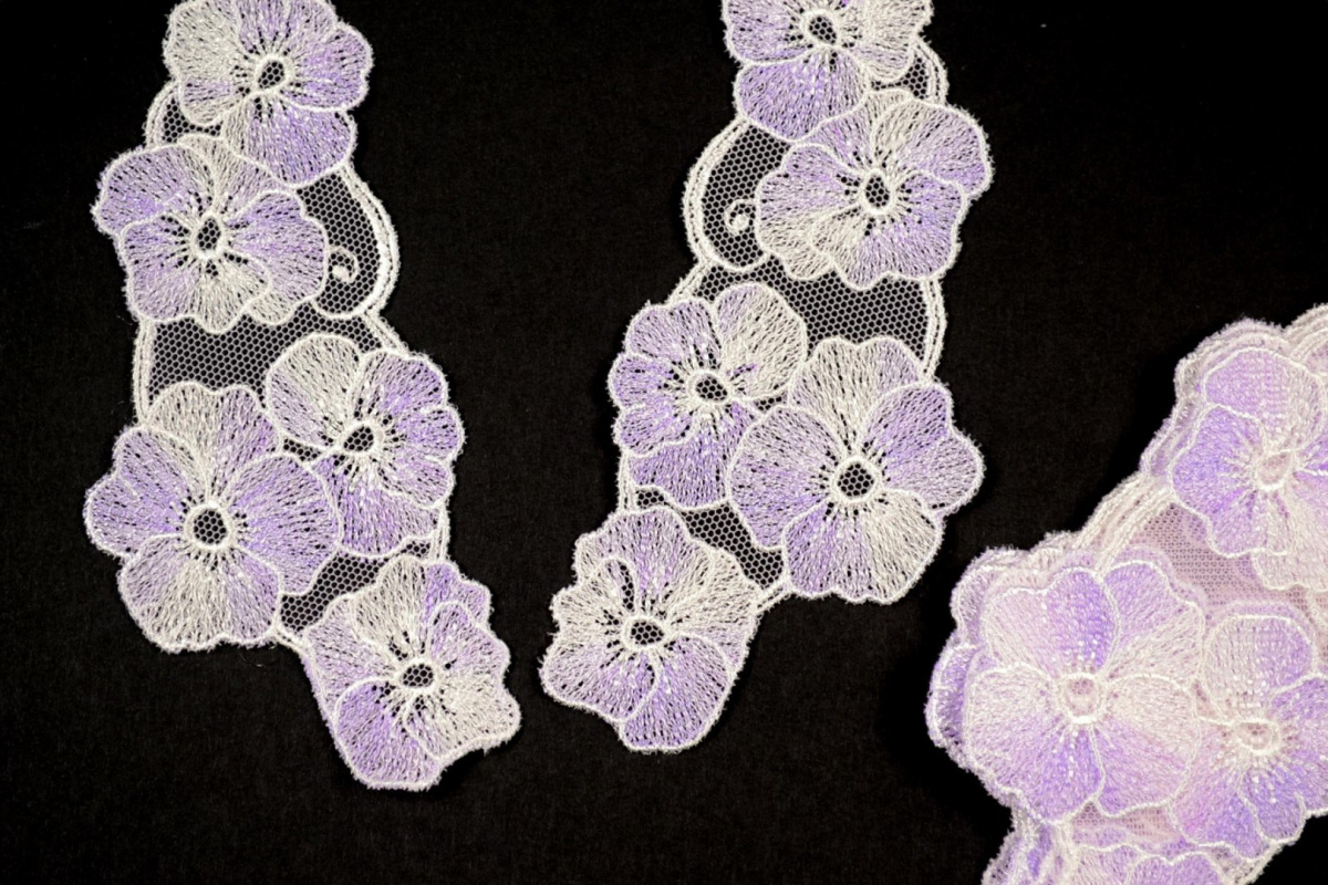 Embroidered appligues on tulle pair