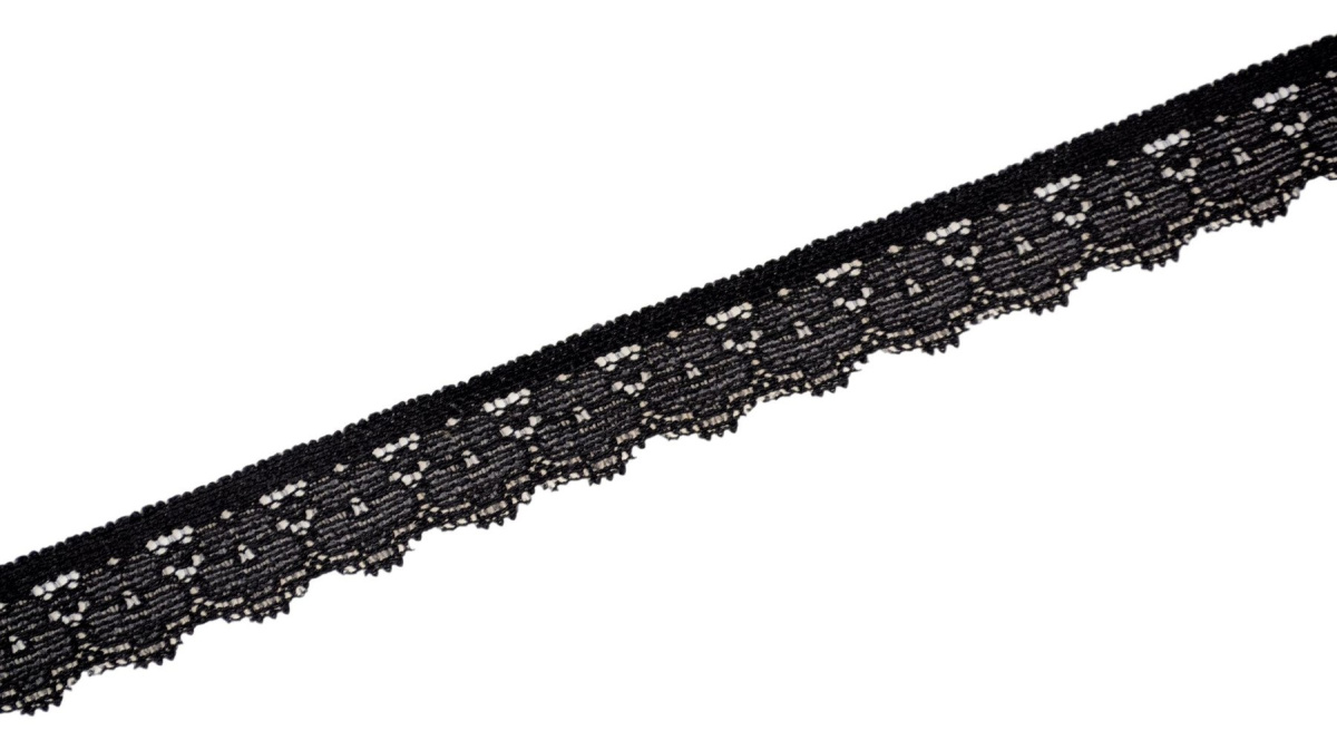 Narrow black stretch lace trim