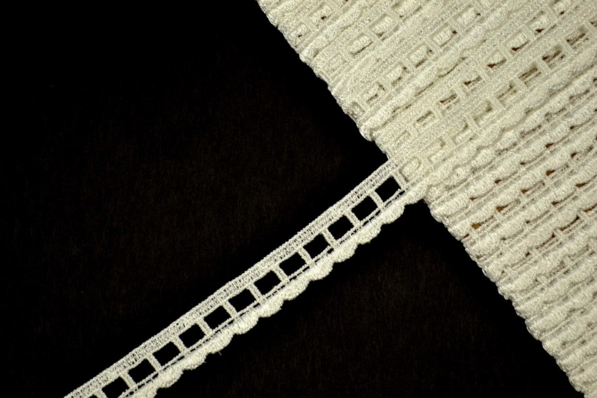 Narrow ivory color guipure lace trim