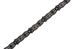 Wąski stabilny haft, czarna koronka 1mb