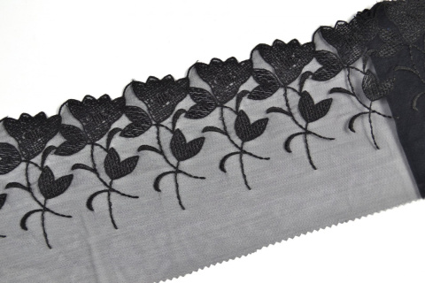 Delicate black embroidery in flowers