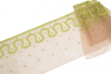 Green embroidery on tulle