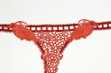 Guipure appliques thong in red color