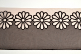 Beżowo czarny haft na tiulu 1mb