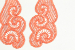 Guipure applique on orange color 1pairs