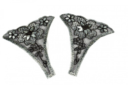 Szaro czarne aplikacje haftowane 2szt.