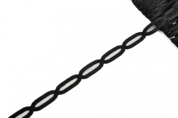 Wąski czarny haft na tiulu 1mb