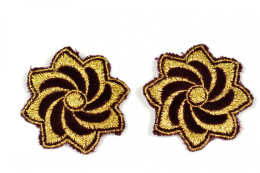 Złoto bordowe naprasowanki kwiaty 2szt.