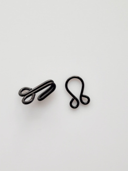 Black color metal clasps, set of hooks and eyes