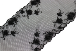 Czarny stabilny haft w kwiatki 0,5mb