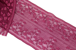 Rubinowa elastyczna koronka w kwiatki 0,5mb