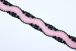 Wąski różowy haft z gipiurą 1mb