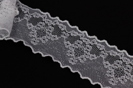 Biała koronka elastyczna, miękka koronka w kwiatki 0,5mb