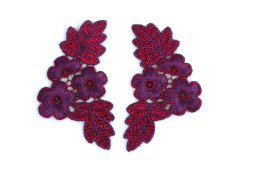 Claret and violet colora guipure applique pair