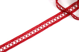 Red color guipure lace trim 1mb