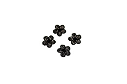 Czarne mini naszywki, aplikacje kwiatki 3szt.