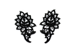 Black color applique guipure pair