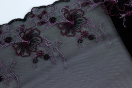 Wide stretch lace on black color tulle 1,1mb