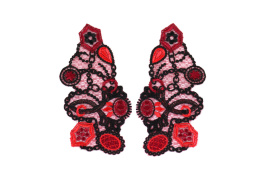 Embroidery applique on tulle pair