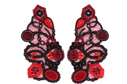 Embroidery applique on tulle pair