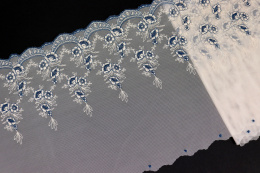 Wide stretch lace on light pink color tulle 1mb