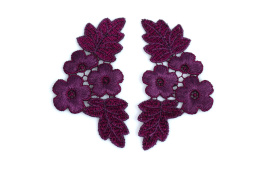 Purpurowe aplikacje gipiurowe kwiaty 1para