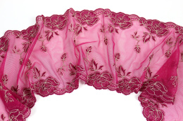 Różowa stabilna koronka haftowana, koronka w kwiaty 0,5mb