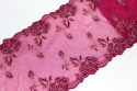 Różowa stabilna koronka haftowana, koronka w kwiaty 0,5mb