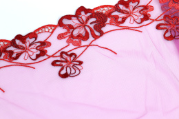 Wide stretch lace on tulle in pink color 1mb