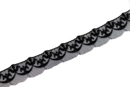 Wąski czarny haft na tiulu 1mb
